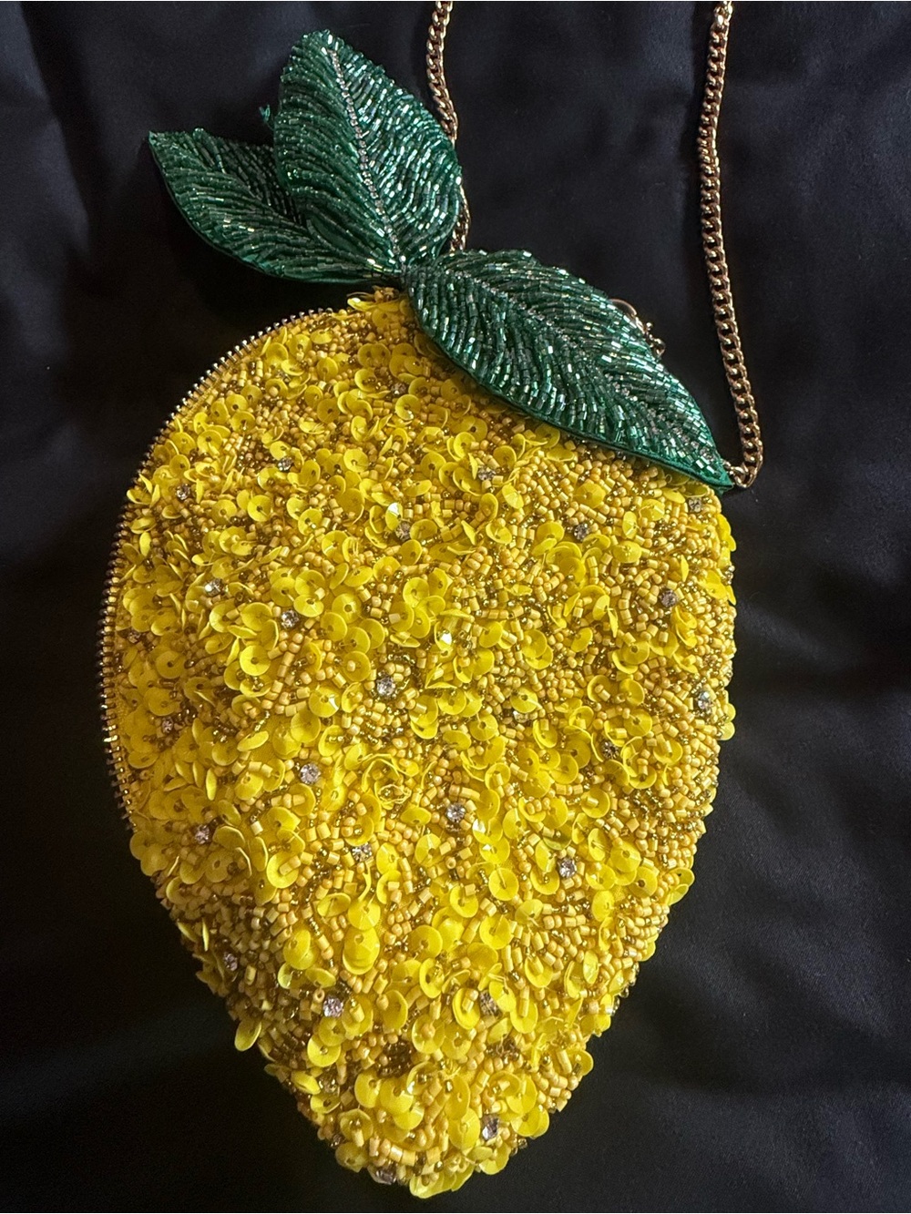 Yellow Lemon Beaded Crossbody Necklace Bag - Unbranded - Picture 3 of 4